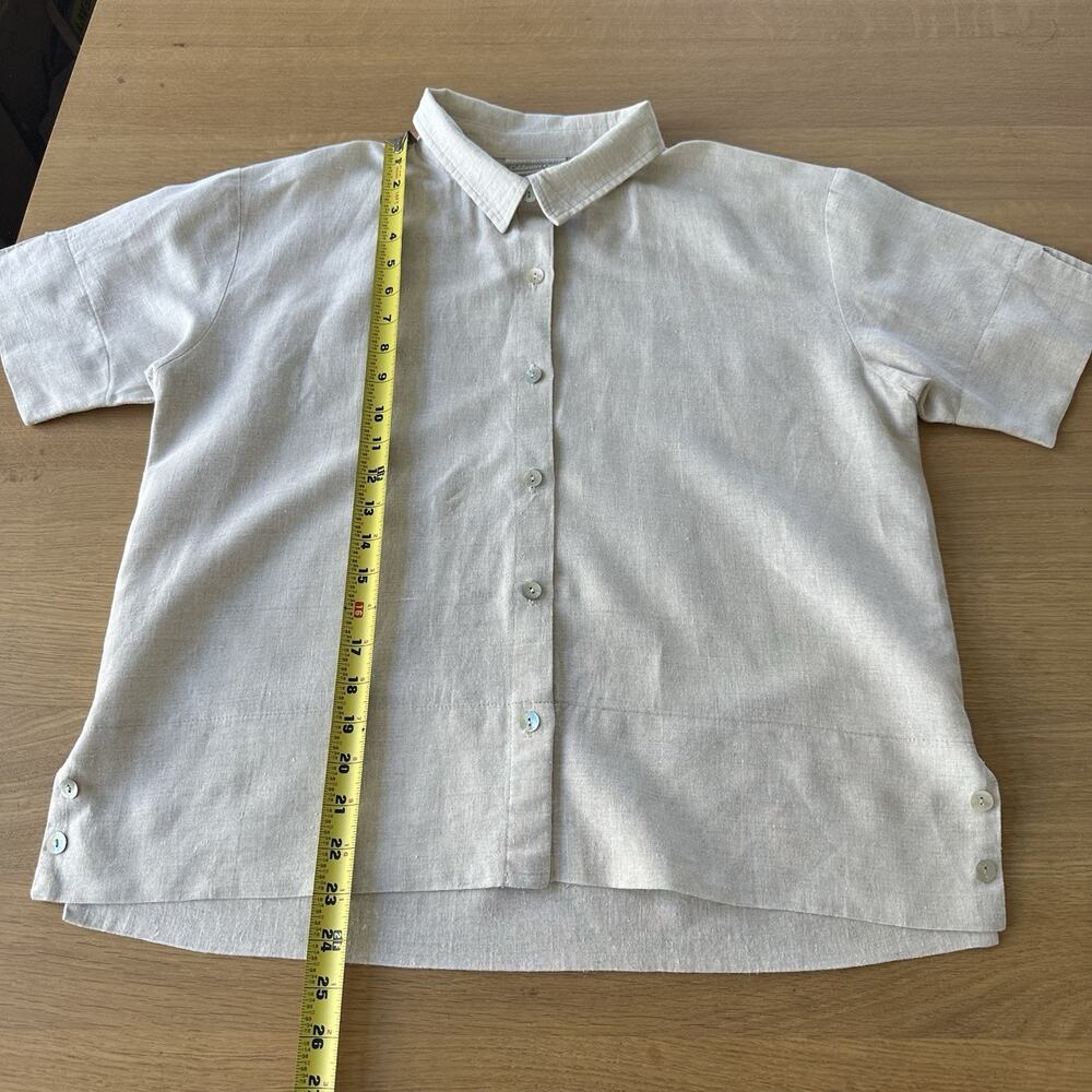 Vintage USA Made Coldwater Creek Linen Cotton Button Up Shirt M side-slit hem - Picture 10 of 10